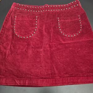 Mossimo Supply Co Red Velvet Studded Denim Mini Skirt Size 6